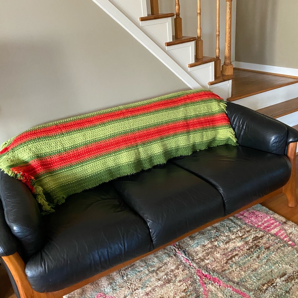 boho mid century blanket handmade vintage - Picture 2 of 8